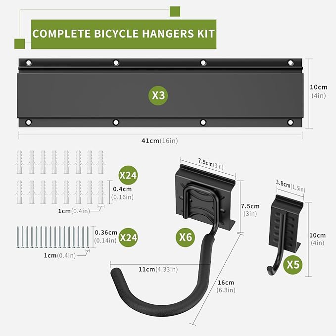 Housolution Bike Storage Rack 48Inch for 6 Bikes + 5 Helmets, 500lbs Capacity, Heavy Duty Steel Bicycle Wall Mount Hanger for Garage Storage, Bike Hooks, Bicycle Storage, Bike Wall Mount, Black