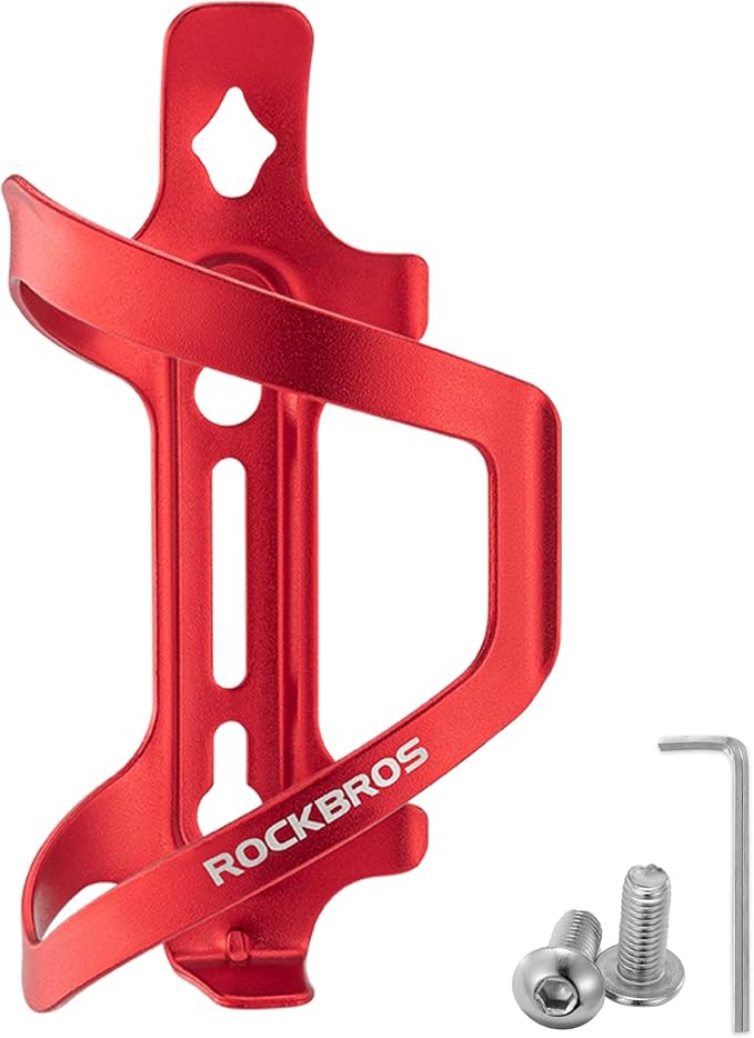 ROCKBROS Bike Water Bottle Holder Alloy Aluminum Bicycle Water Bottle Cage Brackets Bike Cup Holder for Road Mountain Bikes Red