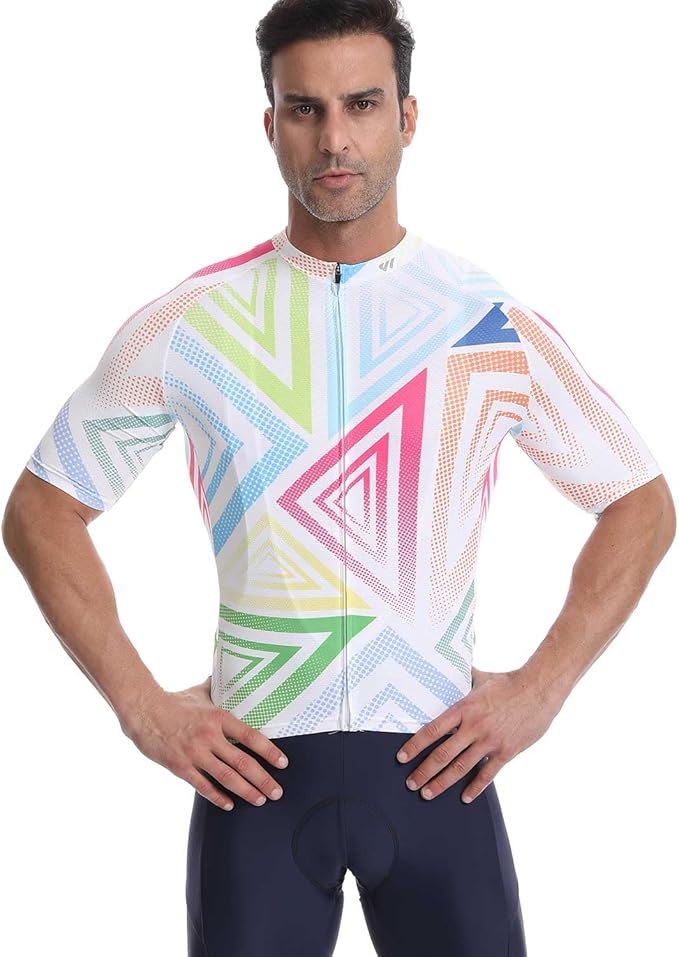 Wulibike Men's Cycling Jerseys Short Sleeve Bike Biking Shirts Full Zip with Pockets Road Bicycle Clothing