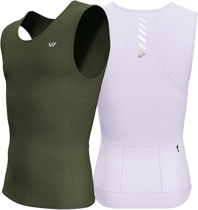 Lo.gas Sleeveless Cycling Jersey Men, Biking Base Layer Breathable and Lightweight with Back Pocket Sports Vest