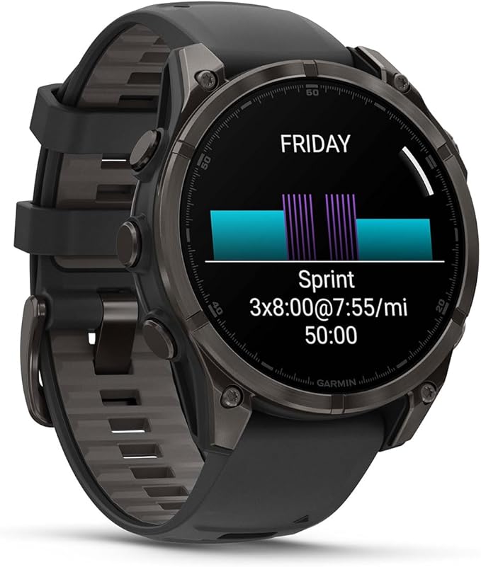 PlayBetter Garmin Fenix 8 AMOLED Sapphire (47mm, Carbon Gray DLC Titanium) Multisport GPS Smartwatch Bundle - 1.4” Touchscreen, Built-in LED Flashlight Wireless Running Earbuds