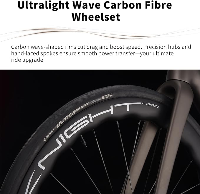SAVADECK Carbon Road Bike, Lightweight 24-Speed Shifting Road Bicycle with Shimano 105 Di2 7170 Groupset, Carbon Frame with 700C Carbon Wheelset Disc Brake Race Bikes