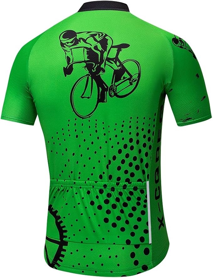 Men's Cycling Bike Jersey Short Sleeve Biking Shirt with 3 Rear Pockets + Zipper Pocket Breathable Quick Dry Bicycle Jersey