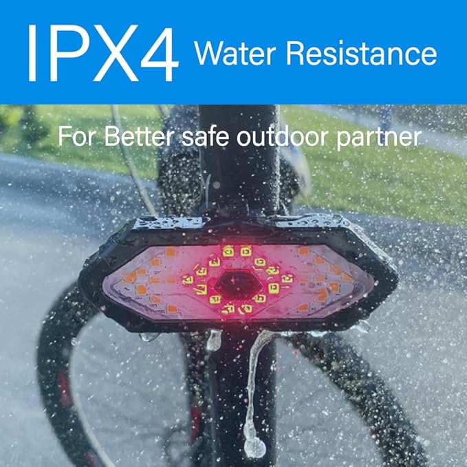 Bike Tail Light with Turn Signals USB Rechargeable Wireless Remote Control IPX4 Waterproof Ultra Bright LED Safety Warning Bike Taillight for Night Riding