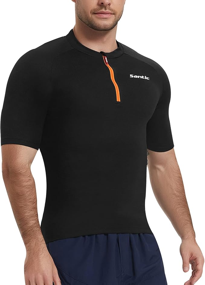 Santic Men’s Cycling Jersey Short Sleeve Bike Shirts for Men Bicycle Jacket with Pockets Breathable & Quick Dry Yorkson