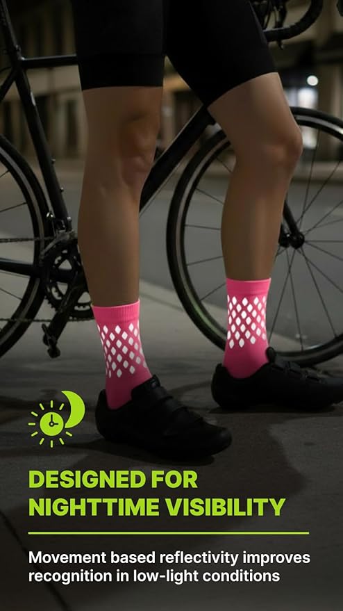 ReflecToes Reflective Socks for cycling and running - 330 Candle Power High Visibility Night Safety Gear - Biomotion Support