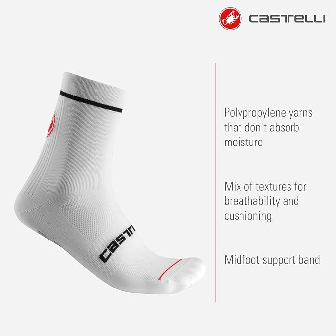 CASTELLI Men’s Entrata 13 Sock, Performance Cycling Apparel, Moisture Wicking with Midfoot Support Band, Road & Gravel Biking