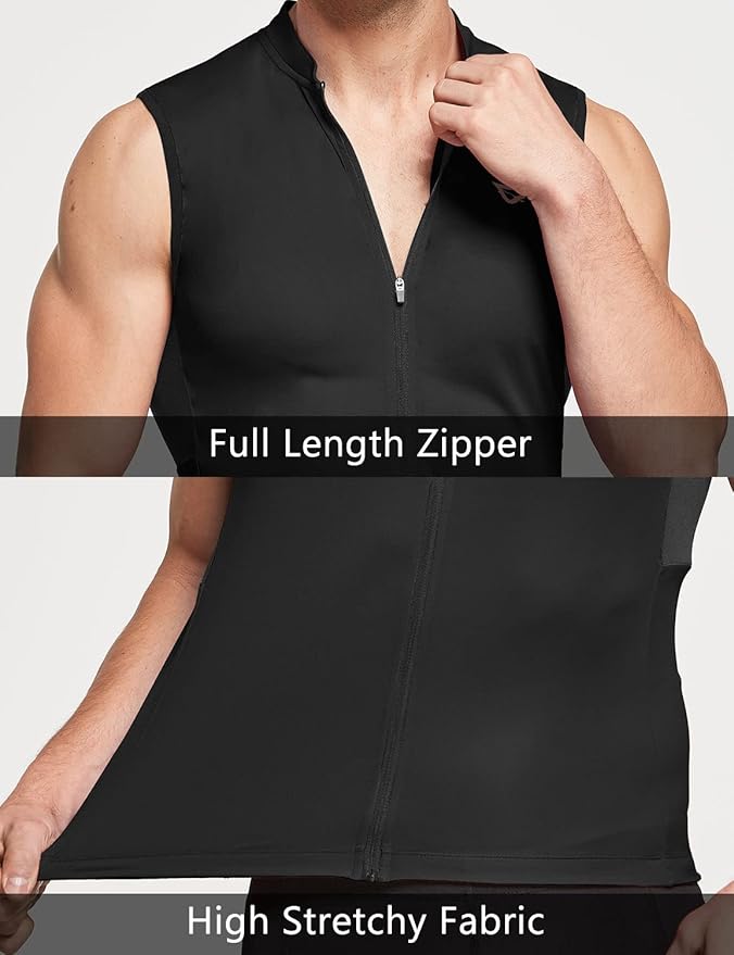 baleaf Men's Sleeveless Cycling Jersey Road Bike Shirt Bicycle Biking Tank Tops Full Zip Pockets SPF UPF50+