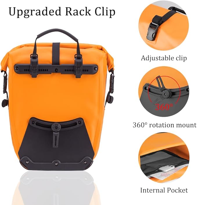 ROCKBROS Bike Panniers Waterproof Bike Rear Rack Bag Max 30L Large Capacity Bike Rear Panniers for Cycling Traveling Commuting 1 Pack