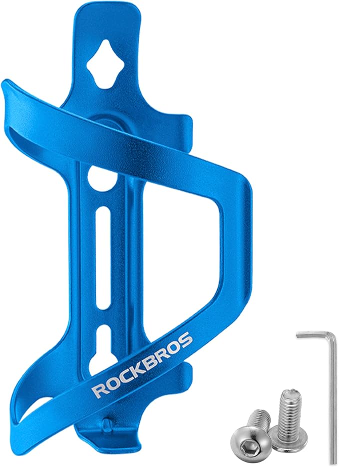 ROCKBROS Bike Water Bottle Holder Alloy Aluminum Bicycle Water Bottle Cage Brackets Bike Cup Holder for Road Mountain Bikes Blue