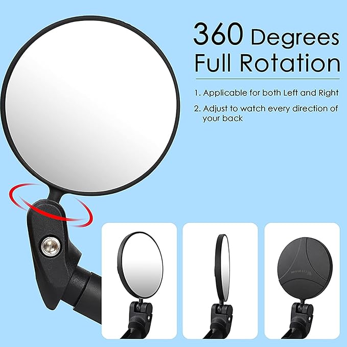 Bike Mirrors 2pcs Bar End Bicycle Mirrors for Handlebars - Cycling Lightweight Rear View Mirrors, Safe Rearview Mirror for Mountain Road Bike