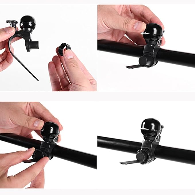 HEALLILY Vintage Bike Bell for Road, Mountain, and Scooter Handlebar – Removable Black Bicycle Bell Accessory with Sound for Boys and Cycling