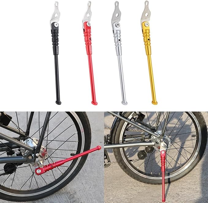 Aluminum Single Leg Adjustable Kickstand for Folding For Bike, For CNC Machined Lightweight Stand Compatible with Models(black)