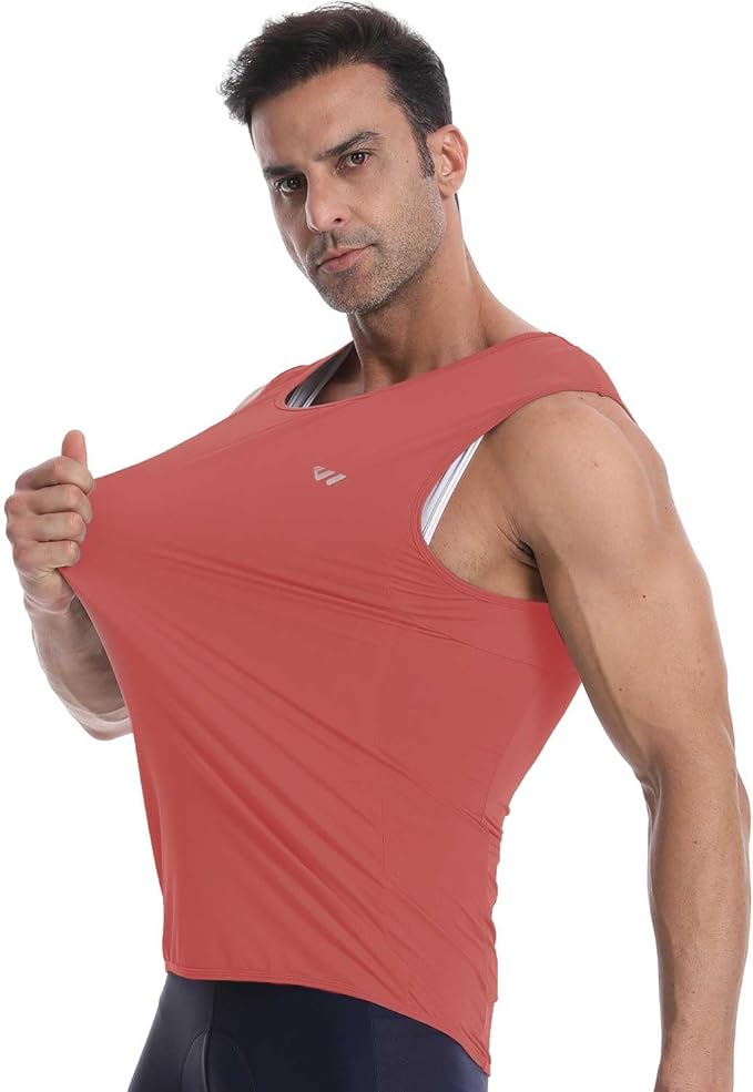 Lo.gas Sleeveless Cycling Jersey Men, Biking Base Layer Breathable and Lightweight with Back Pocket Sports Vest