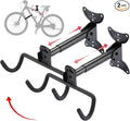 Bike Wall Mount,Heavy Duty Bike Hanger, Mounted Bike Hook for Garage Wall,Horizontal Bike Rack for MTB,Road And Hybrid Bikes Storage,Thicker Metal With Rubber Coating.(Adjustable*2 Pack)