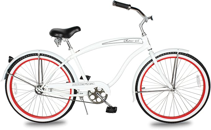 MICARGI 24/26 Inch Adult Cruiser Bicycle Hybrid Bike 1/7 Speeds Commuter Bike for Women, Men, Seniors,Step-Through or Step-Over Bike Steel Frame Multi Colors Style