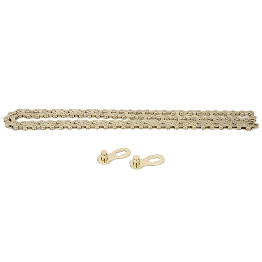 F10 Mountain Road Folding Bike Chain Steel 10 Speed Wearresistant Installation Chain for Beginner Bike (Silver) (Gold