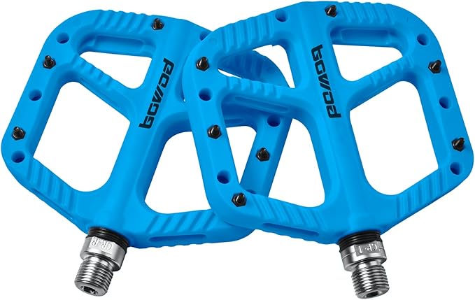 MTB Pedals Flat Mountain Bike Pedals Adult, Light and Wide Nylon Composite Bicycle Platform Pedal w Grippy Pins, 9/16" Cr-Mo Spindle 2 Bearings, Clipless Pedals for BMX Gravel Road E.Bike 9/16"