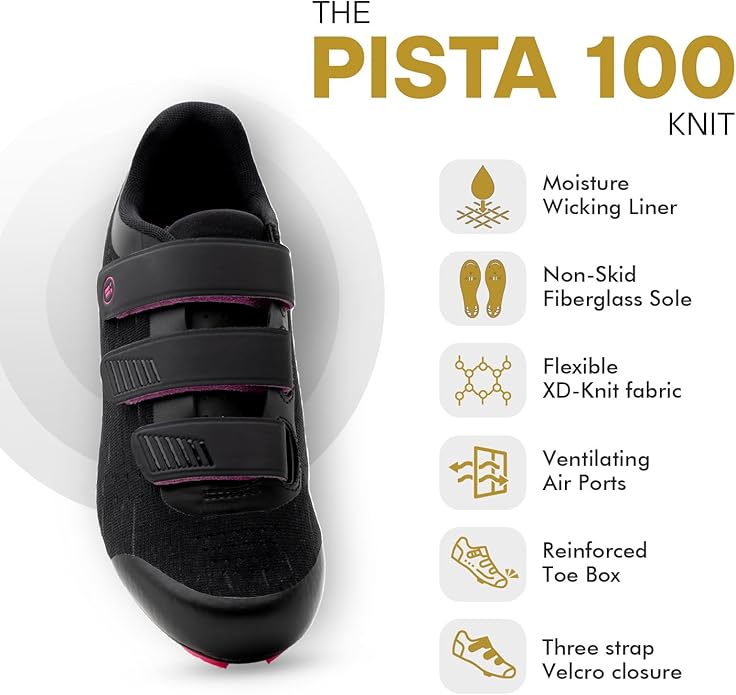 Tommaso Pista SPD & Peloton Shoes for Women—2 in 1—Fit for Peloton, Spin & Indoor Bikes—Install Your Own Delta or SPD Cleats Essential Bike Accessories for Cyclebar & Soulcycle