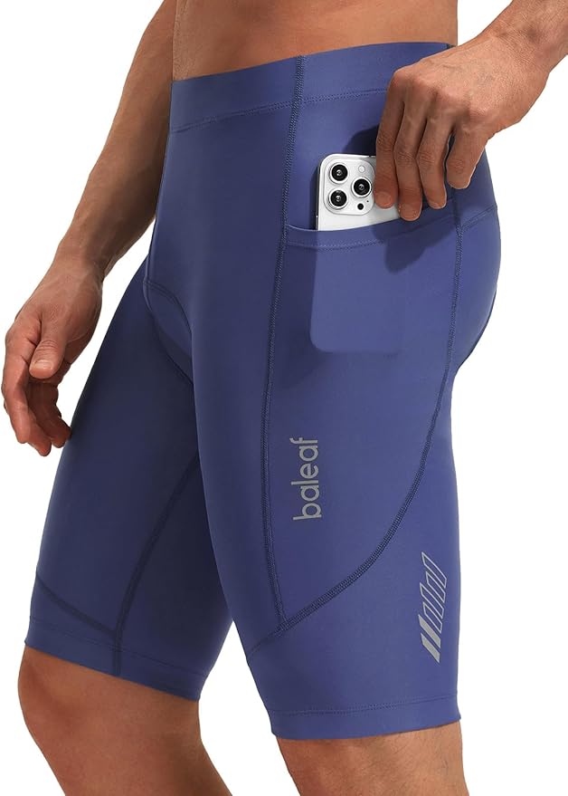 baleaf Men's 4D Padded Bike Shorts Cycling Zipper Pockets Biking Bicycle Mountain Riding Biker Cycle UPF 50+