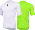 Wulibike Cycling Jersey Men Short Sleeve, Road Bike Shirts 1/4 Zipper with Pockets, Bicycle Clothing Breathable Quick Dry