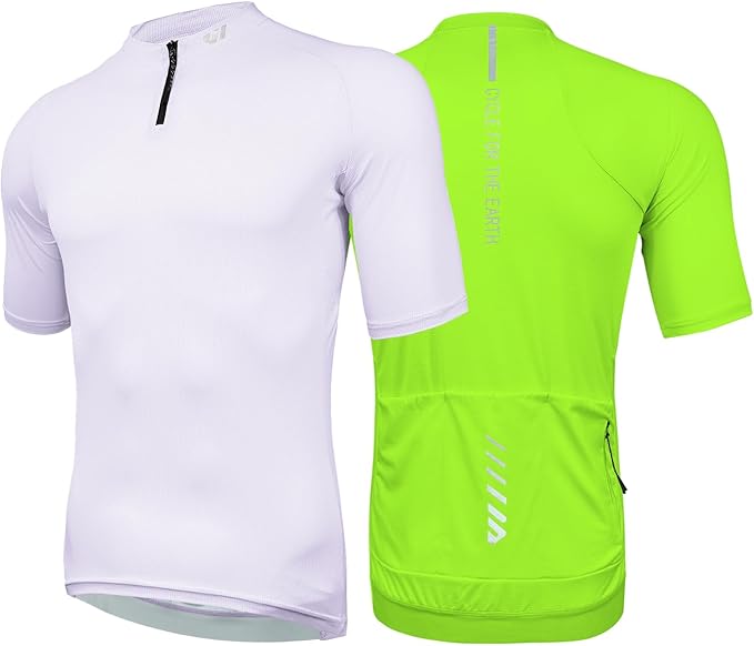 Wulibike Cycling Jersey Men Short Sleeve, Road Bike Shirts 1/4 Zipper with Pockets, Bicycle Clothing Breathable Quick Dry