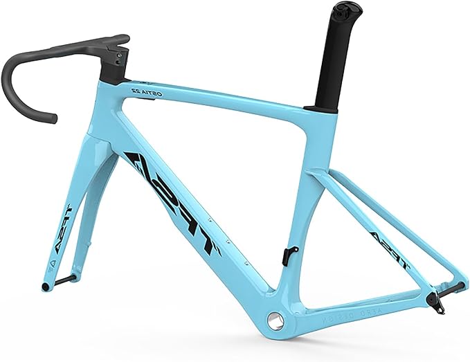 49/52/54/56cm Carbon Road Bike Frameset BSA BB68 Quick Release Frame Carbon Fiber Tapered Fork Disc Brake Frame Lightweight Thru Axle 12x100mm/12x142mm Internal Routing(Blue 5,52cm)