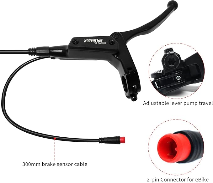 ZTZ 4-Piston eBike Hydraulic Brake Set,2-PIN Power-Off Hydraulic Disc Brake for E-Bike,Pre-Bled Hydraulic Brake Kit with Mounting Adapter,Ideal for eBikes and Electric Scooters