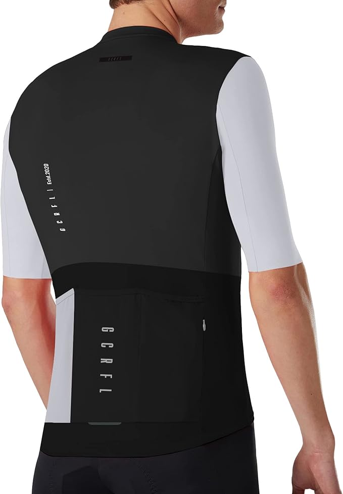 GCRFL Cycling Jersey Men Shorts Sleeves Road Bike Jersey Bicycle Tops Shirt, Zipper Pocket UPF 50+ Lightweight PRO Race Fit