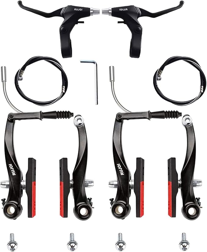 RUJOI Bike Brakes Set,Mountain Bike V Brakes Type,V-Brake Replacement Set for MTB, Road Bike,BMX,E Bike Black (2 Pack)…