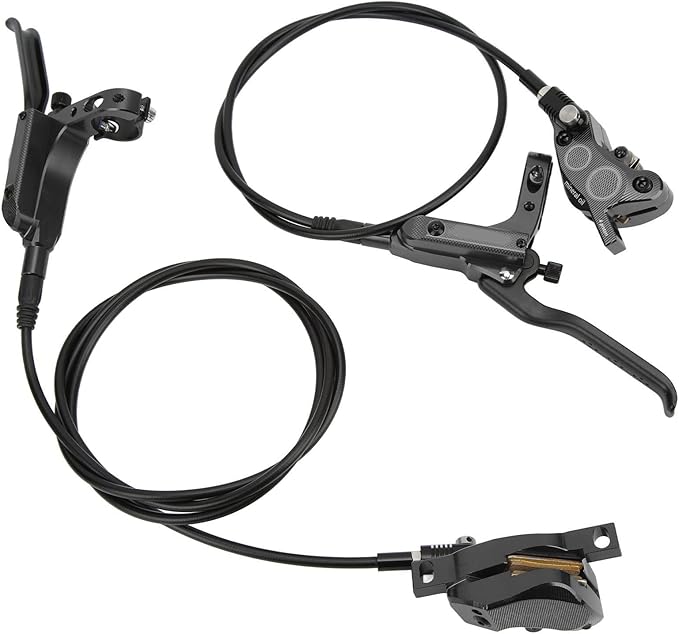 Mountain Bike Hydraulic Disc Brake Set, 4 Piston Front Rear Brake with Screw and Olive Head, Oil Needle, Mounting Column for Most Bikes