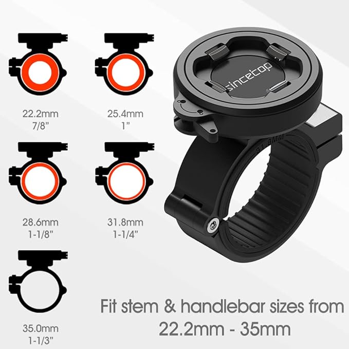 sincetop Bike Phone Mount, Quick Release Motorcycle/Bicycle Phone Holder - Robust Aluminum Stem Phone Mount for MTB/Mountain/Road Bicycle/Scooter Handlebar Clamp for iPhone and 4"-7.3" Smartphones