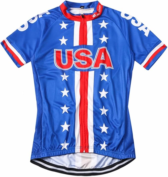 Weimostar Men's USA Cycling Jersey Short Sleeve Biking Shirts Breathable with Pockets