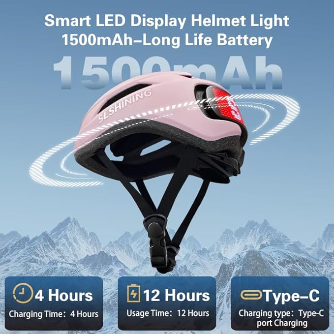 Bike Helmet, Smart App Program Bike Helmet with USB Rechargeable Light, Back Light Mountain for Adult&Men Women, with Turn Signals Remote Control
