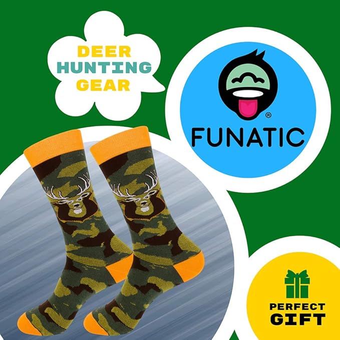 FUNATIC Funny Outdoor Themed Socks for Men Women - Novelty Gifts For Golfing, Fishing, Hunting, Bigfoot, Pickleball, and More