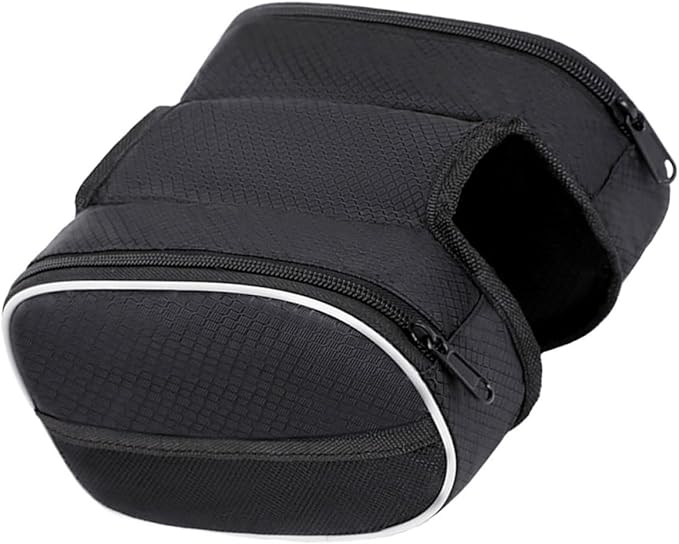 COHEALI Bike Frame Bag with Zipper Mountain Bike Top Tube Pouch Waterproof Large Capacity Black Cycling Front Storage Bag for Outdoor Riding Equipment