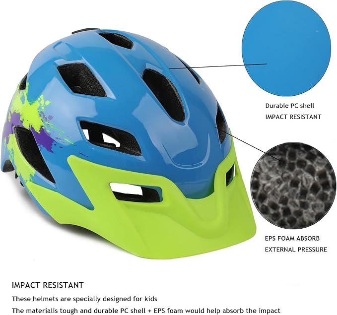 Kids Helmet, Exclusky Kids Bike Helmet Adjustable Safety Lightweight Children Bicycle Helmet for Kids Skating Cycling Scooter Boys and Girls Bicycle Helmets Ages 5-8-14