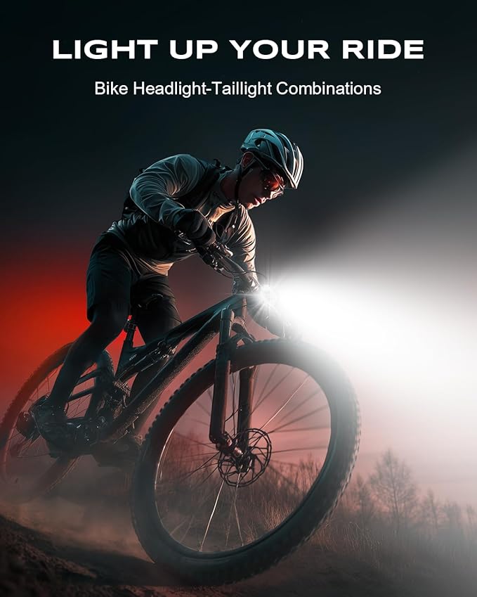 Bike Lights, Ultra-Slim & Lightweight Rechargeable Bicycle Lights Set, [5+6 Modes] Dual USB-C Bike Lights Front and Back, IP65 Waterproof Bicycle Lights for Night Riding Road Mountain Cycling