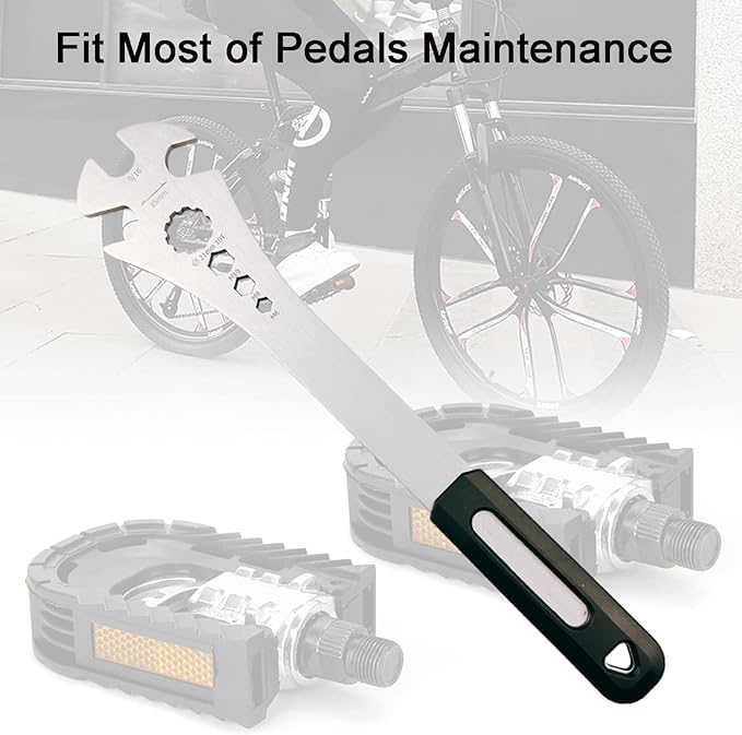 Bike Pedal Wrench, Bicycle Pedal Removal Tool with Extra Long Handle for Efficient Repair of Road and Mountain Bikes