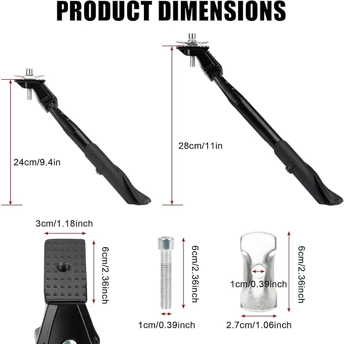 Center Mount Bike Kickstand 24"-29", PSLER Adjustable Kickstand Non-Slip Bicycle Leg Kick Stand Fit for Mountain Bike Racing Bike Road Bike Adult Bikes