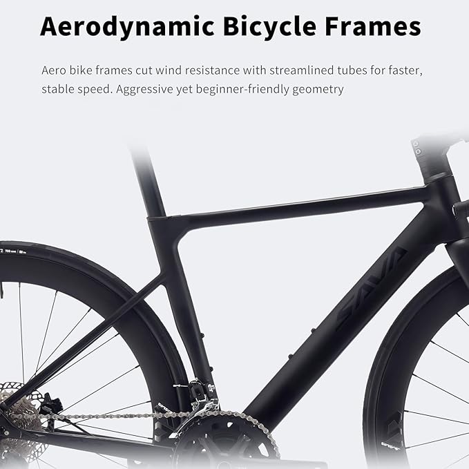 SAVADECK Road Bike with Carbon Front Fork and Wheelset, Aluminum Alloy Frame with Shimano 105 R7100 Groupset, Full Internal Cable Routing, Oil Disc Brake Adult Racing with 24S