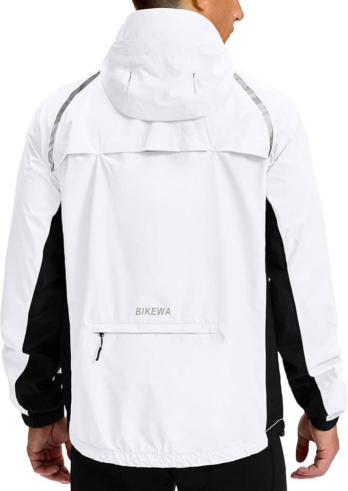 Bikewa Men's Cycling Rain Jackets Waterproof Running Bike Windbreaker Lightweight Packable Hooded Jacket