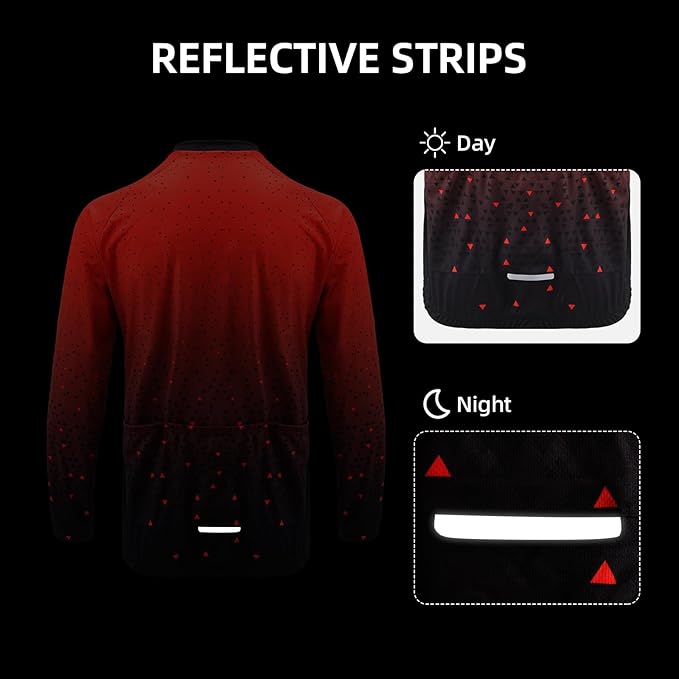 Men's Cycling Bike Jersey Long Sleeve - Moisture Wicking, Breathable, Quick Dry Biking Shirt Full Zipper