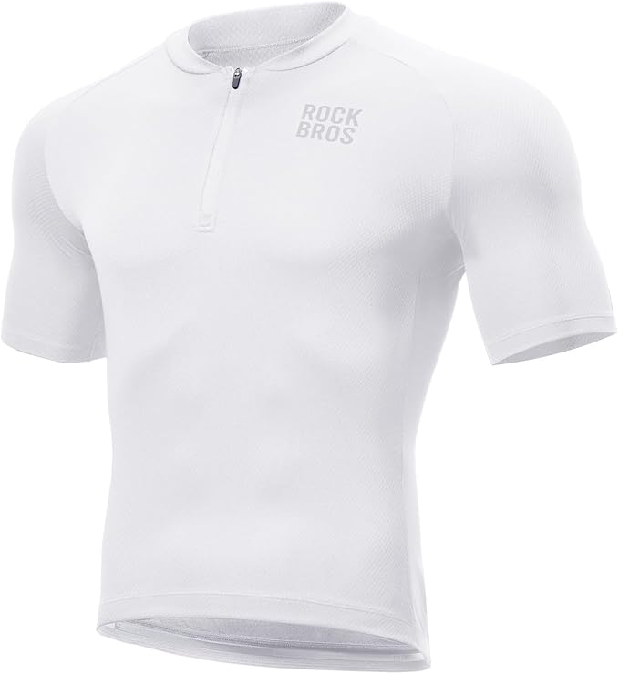 ROCKBROS Men's Cycling Jersey Short Sleeve Road Bike Shirt with 3 Rear Pockets Breathable Quick Dry Bicycle Shirt
