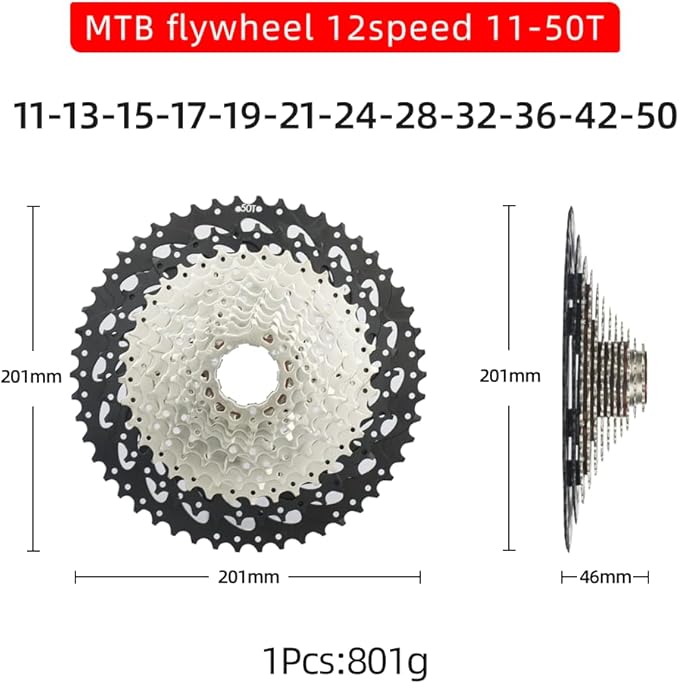 CYSKY 8/9/10/11/12-Speed Cassette 11-25T/28T/32T/34T/36T/40T/42T/46T/50T/52T Bike Sprocket Freewheel Compatible with Shimano, Sram HG Hub, Fit for Mountain Bike, Road Bike, MTB Cassette