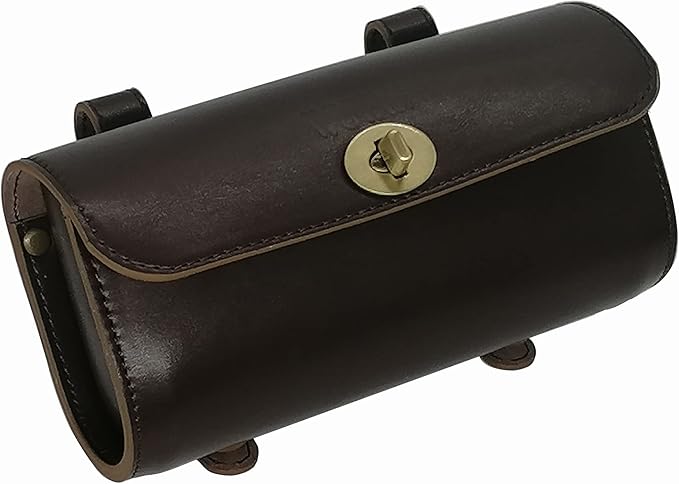 WUYAN Bike Handlebar Leather Bags Under Seat Retro Classical Mountain MTB Road Bike Leather Bag for Cell Phone， Saddle Tail Rear Pouch Seat Storage Cycling Case Carry Accessories
