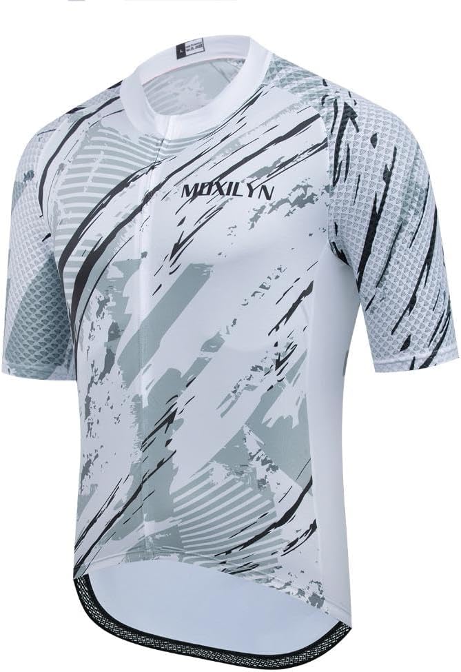 MOXILYN Men's Cycling Jersey Short Sleeve with 4 Pockets Moisture Wicking Breathable Quick Dry MTB Biking Shirt