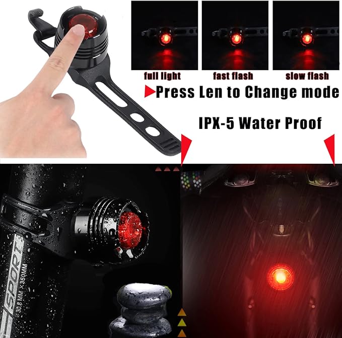 2PCS Rear Bike Tail Light Mini Strap-On LED Micro Bicycle Lights,180 Degree Visibility - Safety on All Sides