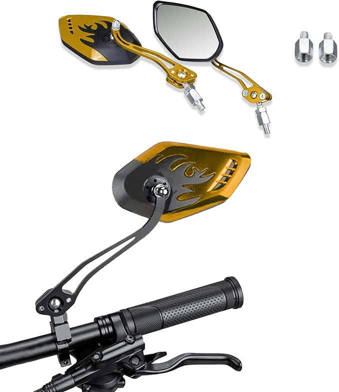 ASUBHA 2PCS Motorcycle Mirrors, Scooter Mirrors, 360°Adjustable Motorcycle Side Mirror with 8mm & 10mm Bolt, Motorbike Handlebar Wide Angle Rear View Accessories Universal for ATV UTV Dirt Bike