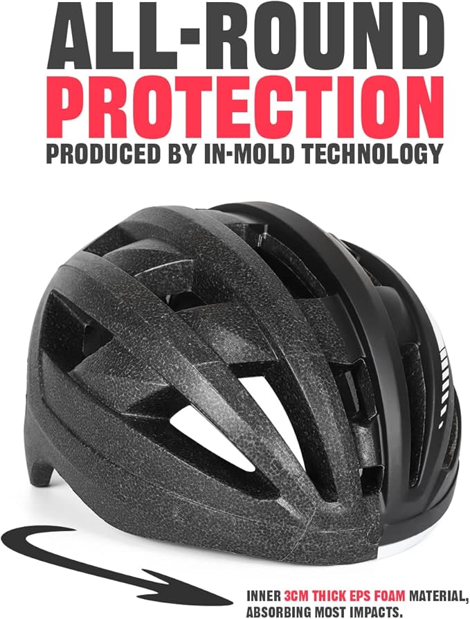 VICTGOAL Bike Helmet with USB Rechargeable Rear Light Detachable Magnetic Goggles Removable Sun Visor Mountain & Road Bicycle Helmets for Men Women Adult Cycling Helmets